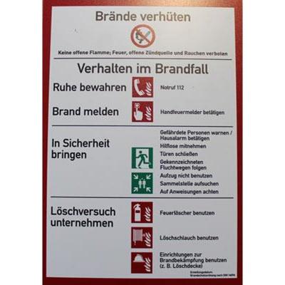 Brandschutzordnung DIN 14096 Teil A