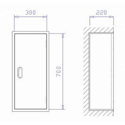 Feuerlöscher Einbau Schrank für 12 KG Feuerlöscher ( Unterputz )