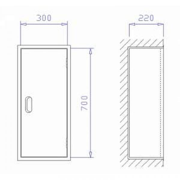Feuerlöscher Einbau Schrank für 12 KG Feuerlöscher ( Unterputz )