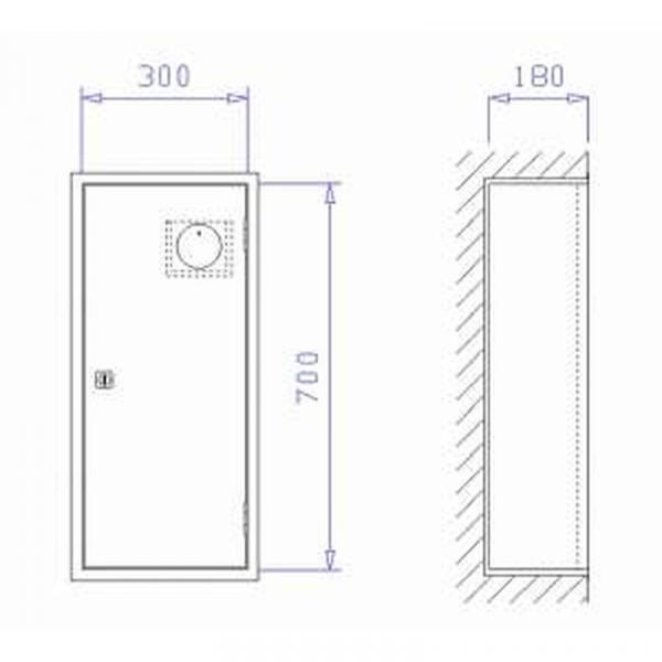 Feuerlöscher Einbau Schrank für 6 KG Feuerlöscher ( Unterputz )